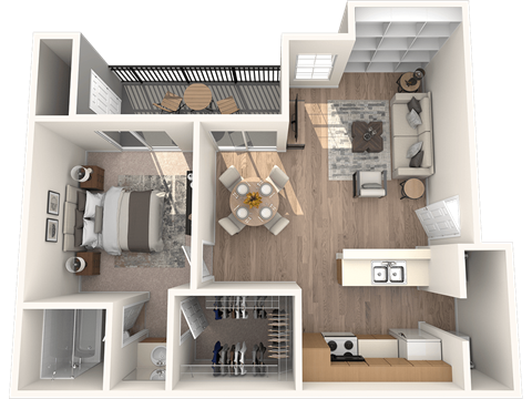 Floor plan for 1 bed, 1 bath, 650 sqft